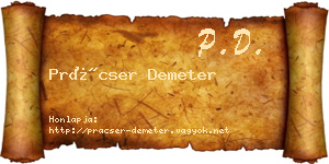 Prácser Demeter névjegykártya