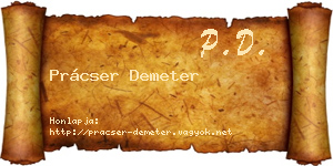 Prácser Demeter névjegykártya